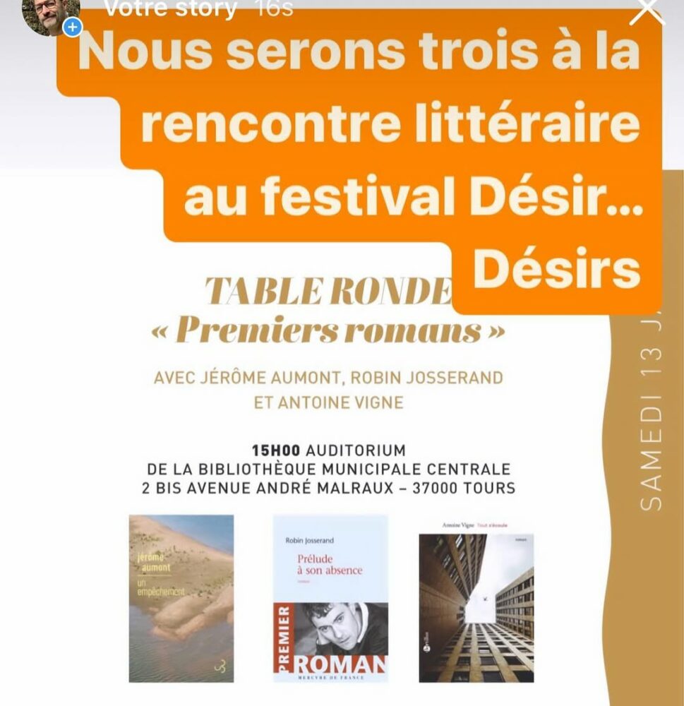 Nous serons trois à la rencontre littéraire du f… - Antoine Vigne